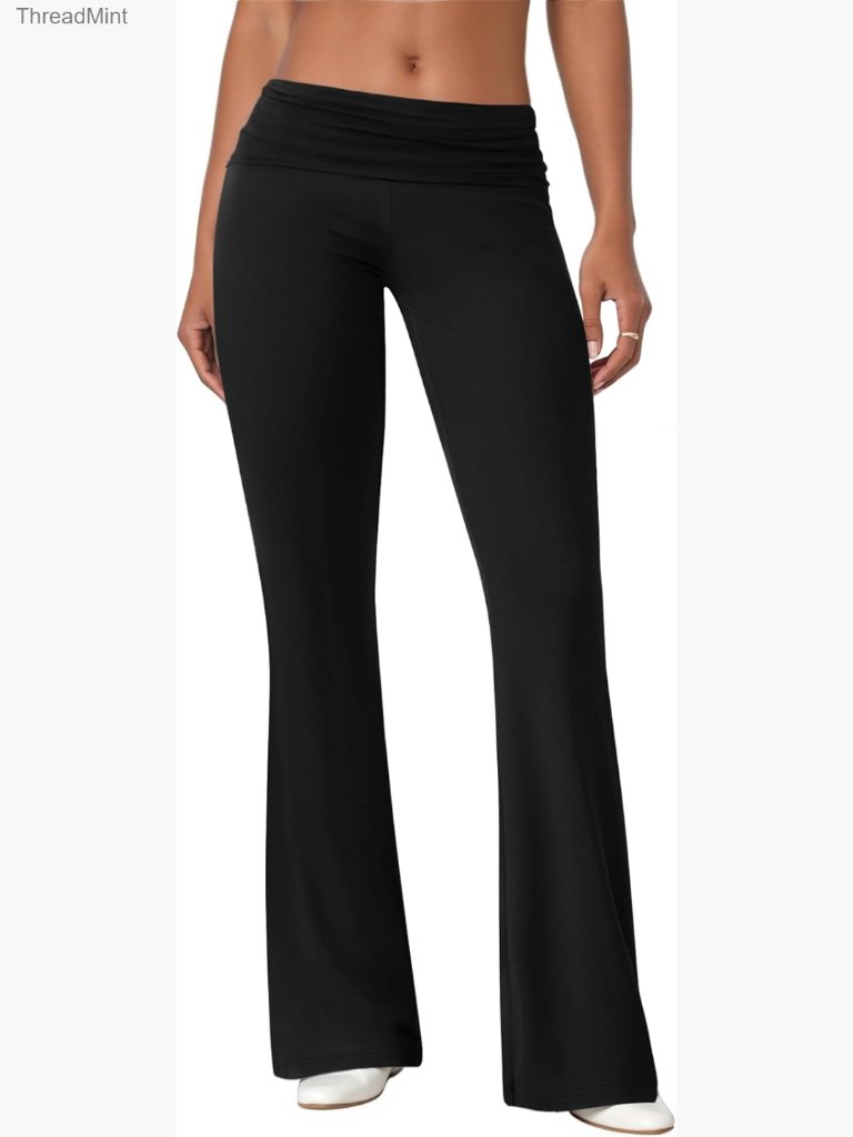 Flare Leggings For Women Fold Over Yoga Pants Bell Bottom Stretch
